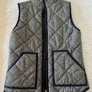 J. Crew Black Herringbone Puffer Vest